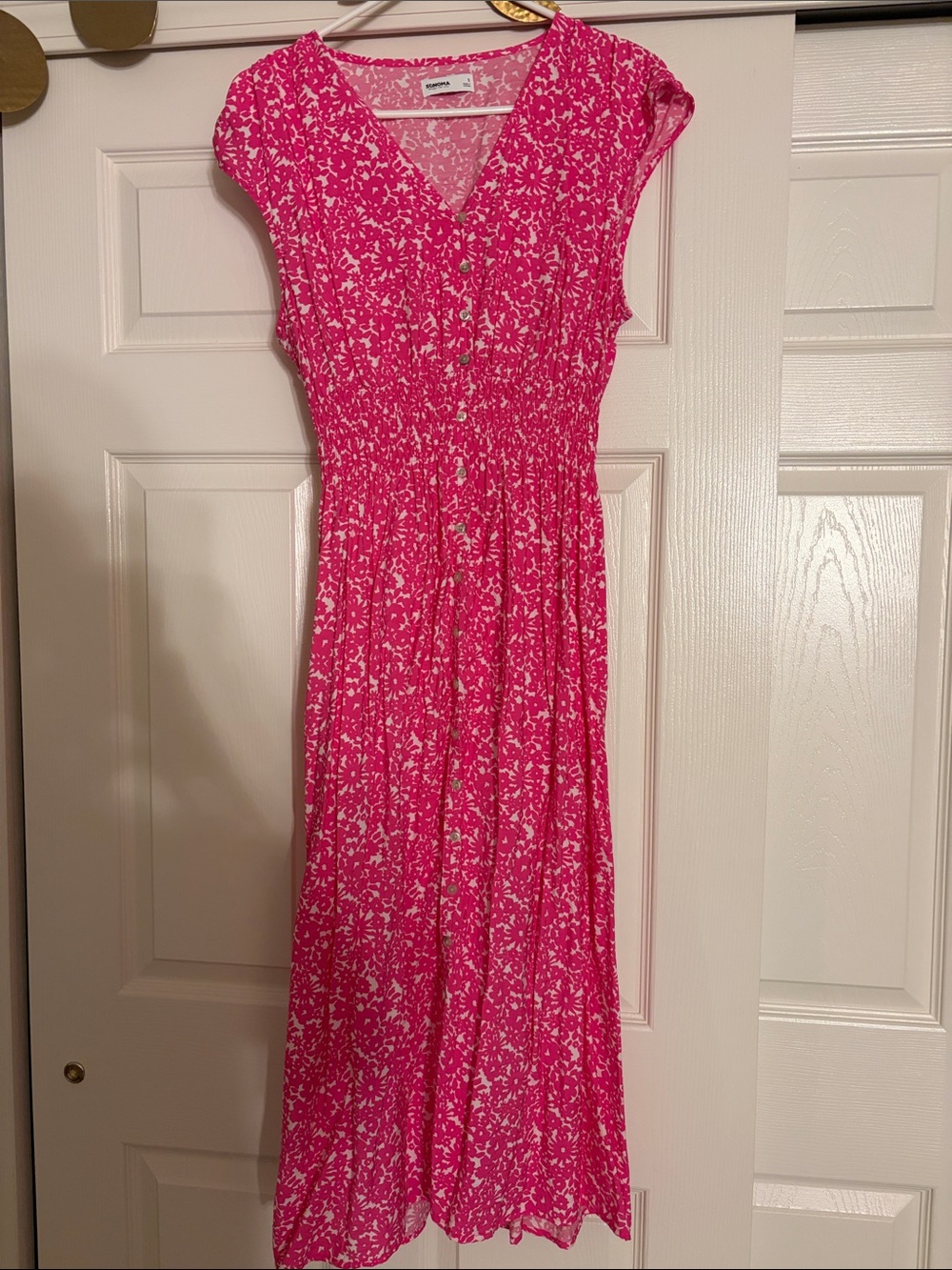 Sonoma goods Fuchsia Floral Maxi Dress with V-Neck